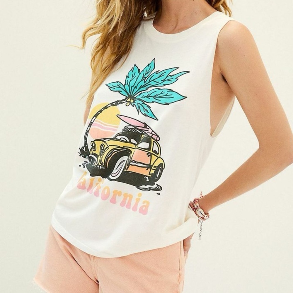 Anthropologie LETLUV  California Muscle Graphic Tank Top Extra Large